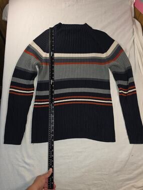 Concrete Mix 90s Navy Rust Ribbed Skater Sweater L